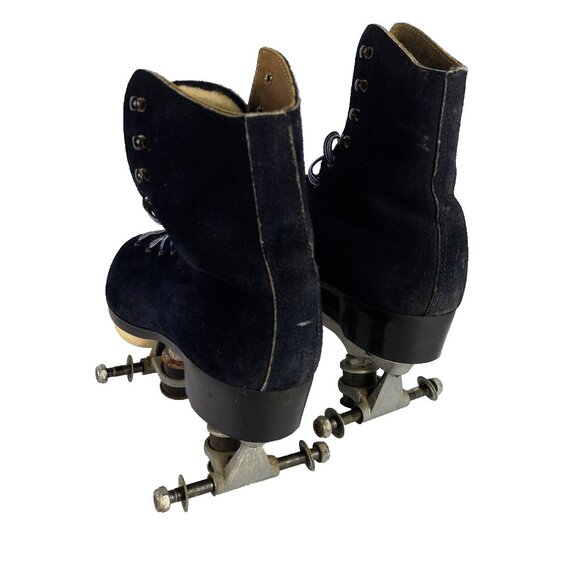 Vintage Suede Roller Skate Boots Navy Blue Dominion Women's Size 6 1980's - Picture 3 of 12